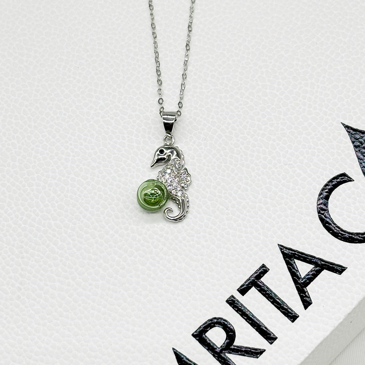 Sterling Silver Sea Horse Aroma Necklace
