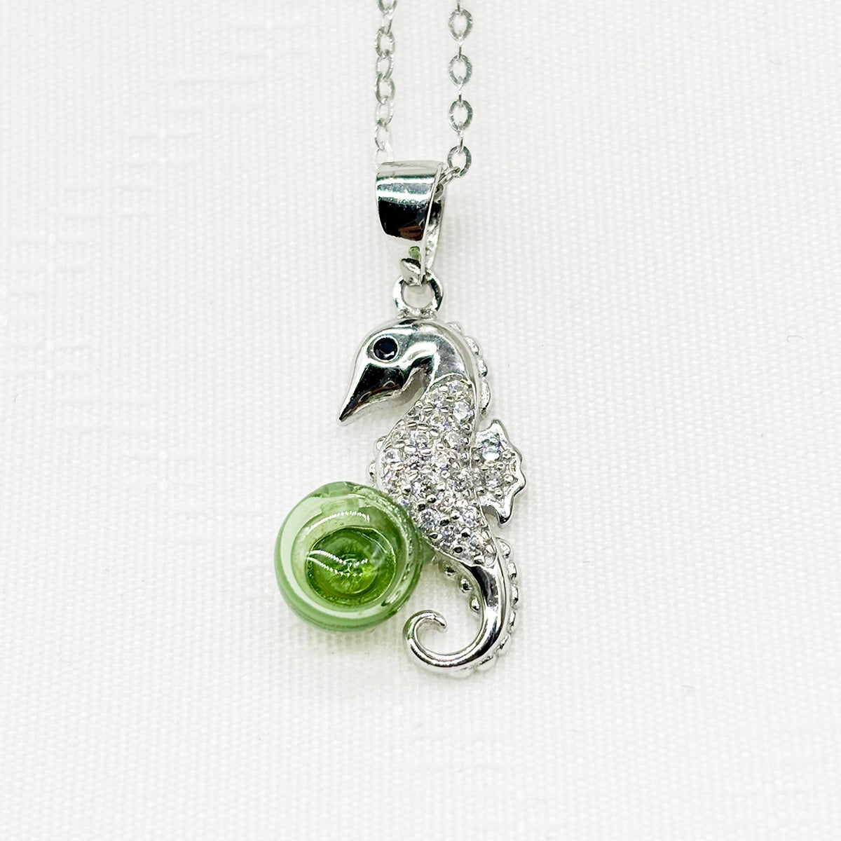 Sterling Silver Sea Horse Aroma Necklace