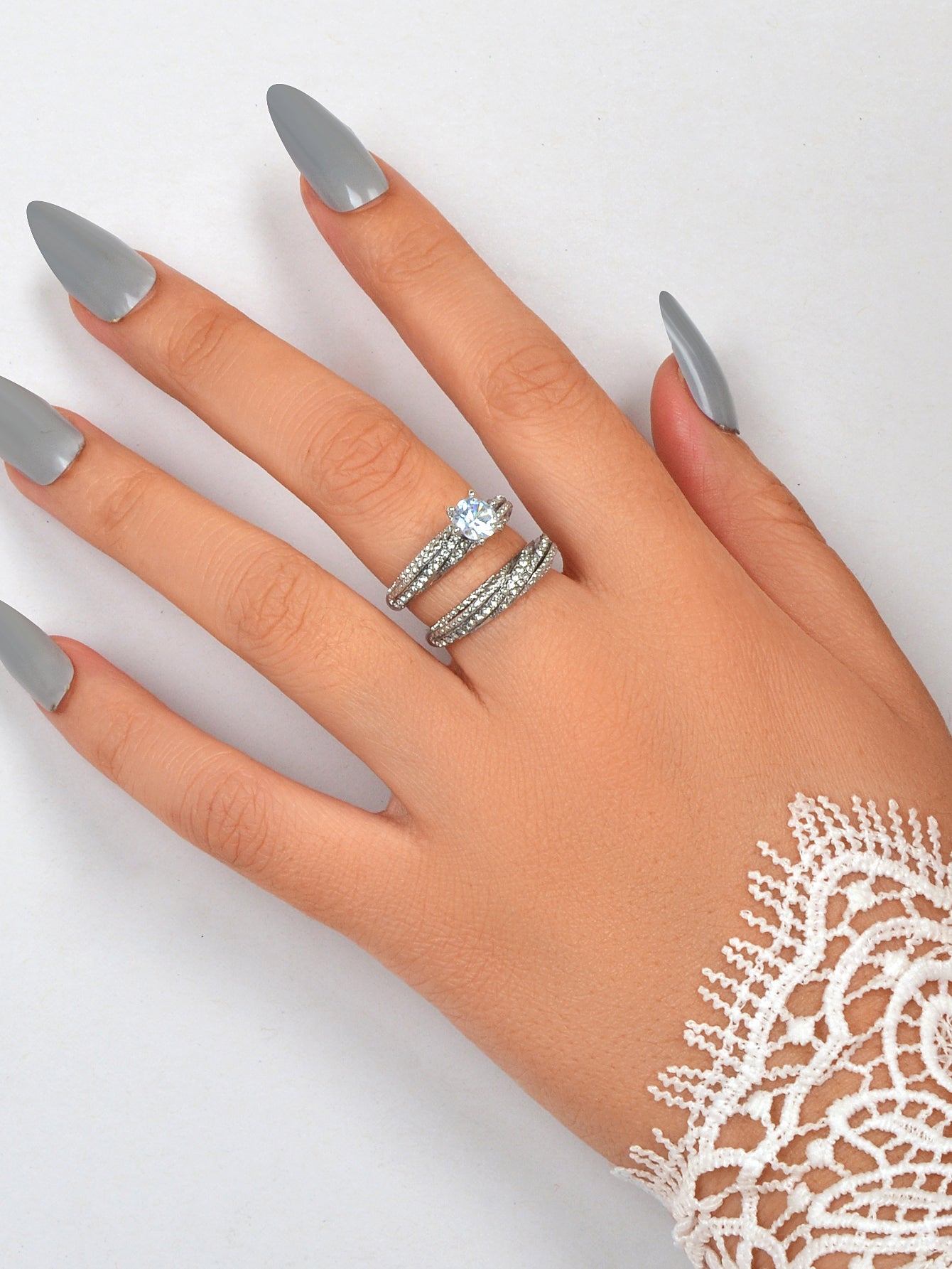 Rhinestone Silver Ring