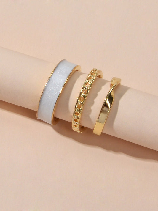 White Enamel Midi Knuckle Ring set