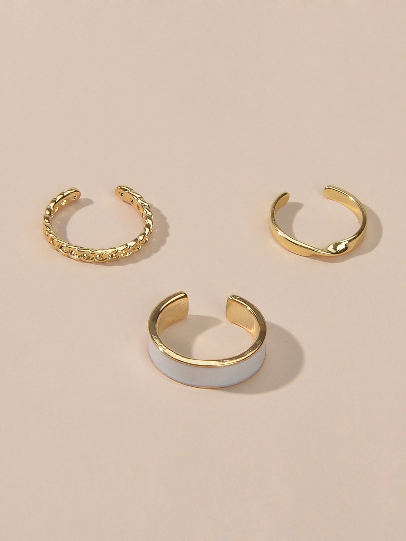 White Enamel Midi Knuckle Ring set