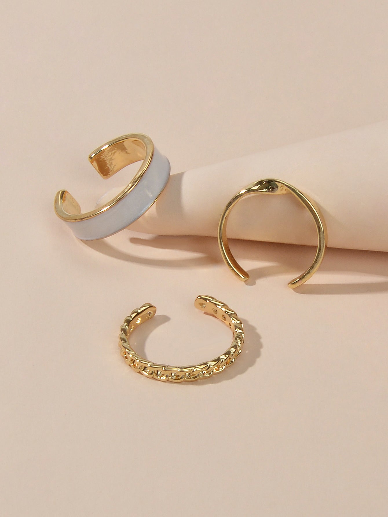 White Enamel Midi Knuckle Ring set