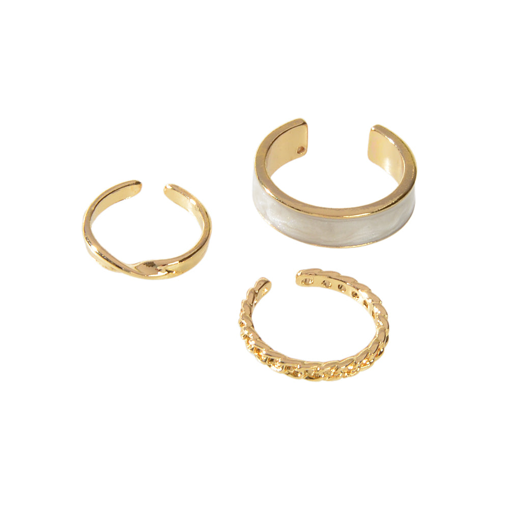 White Enamel Midi Knuckle Ring set